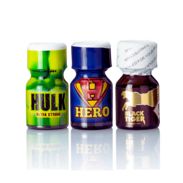 Super Hero Combo Hulk Ultra Strong Black Tiger Gold Poppers 3x 10ml
